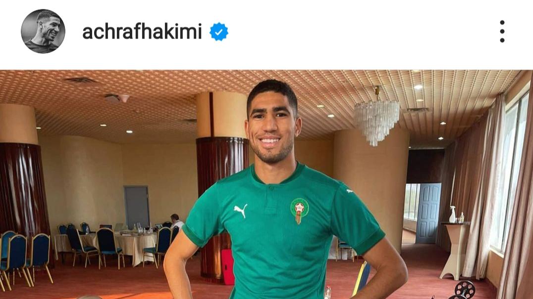أشرف حكيمي يطمئن الجماهير المغربية من داخل قاعة الرياضة