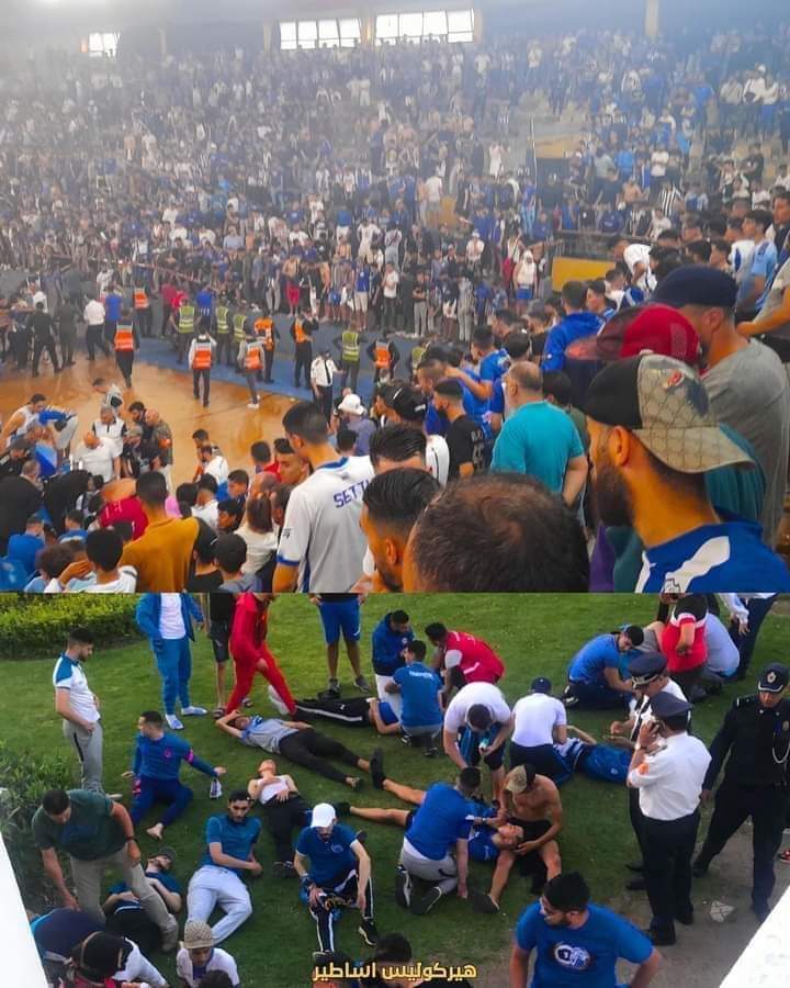 جرحى إثر سقوط مشجعين خلال  مباراة لكرة السلة بين اتحاد طنجة والجيش الملكي