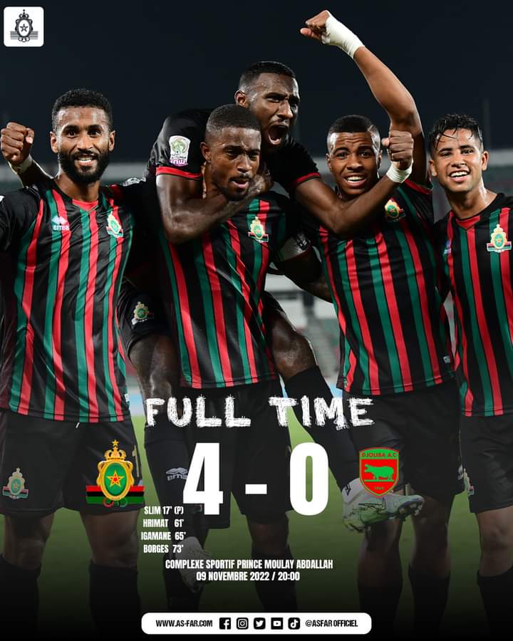 كأس الكونفدرالية: الجيش الملكي يسحق دجوليبا المالي ويتأهل لدور المجموعات ونهضة بركان يخرج بشكل مفاجئ