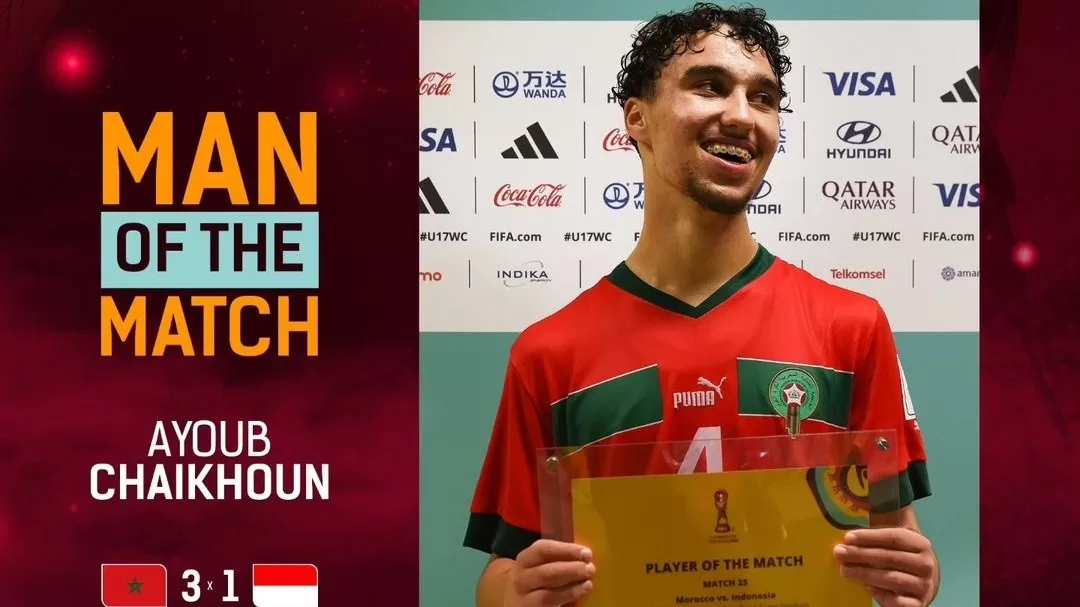 أيوب شيخون رجل المباراة  أمام منتخب إندونيسيا