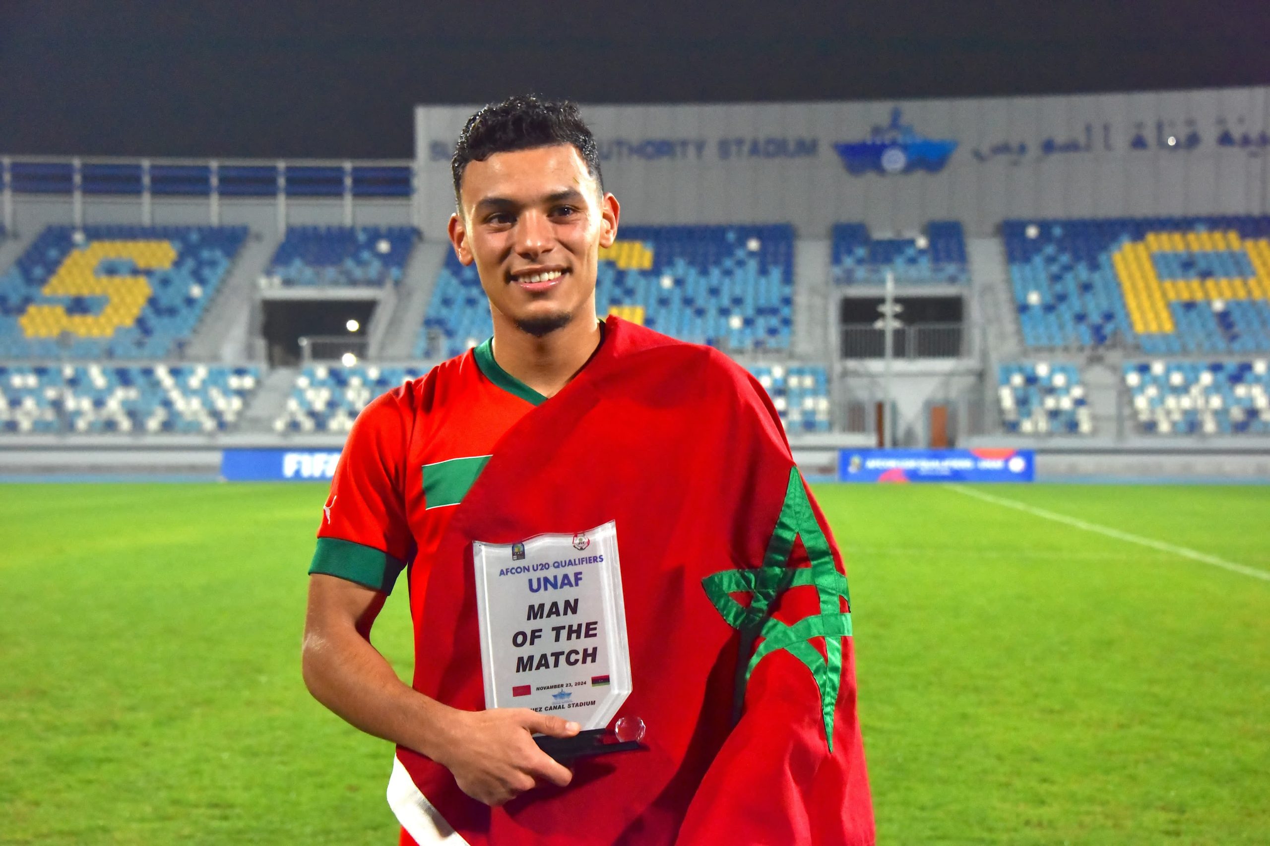 المغربي معاذ الضحاك احسن لاعب في لقاء المنتخب الوطني لاقل من 20 سنة امام ليبيا